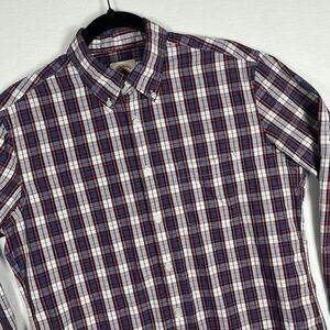 Brooks Brothers Red Fleece Shirt Men Medium M Plaid Button Down Long Sleeve Blue
